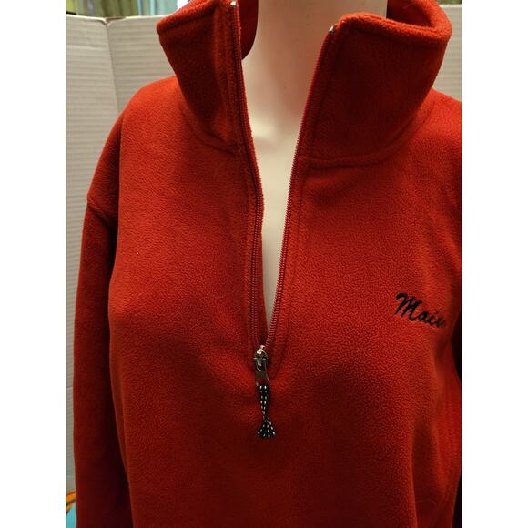 Jane Ashley Red Fleece Quarter Zip Pullover Maine Embroidered XL - Picture 4 of 14